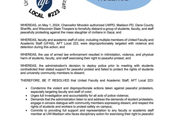 United Faculty and Academic Staff (UFAS) Statement on Police Violence