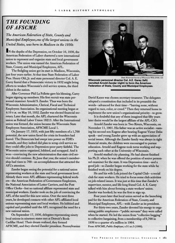 Founding of AFSCME article