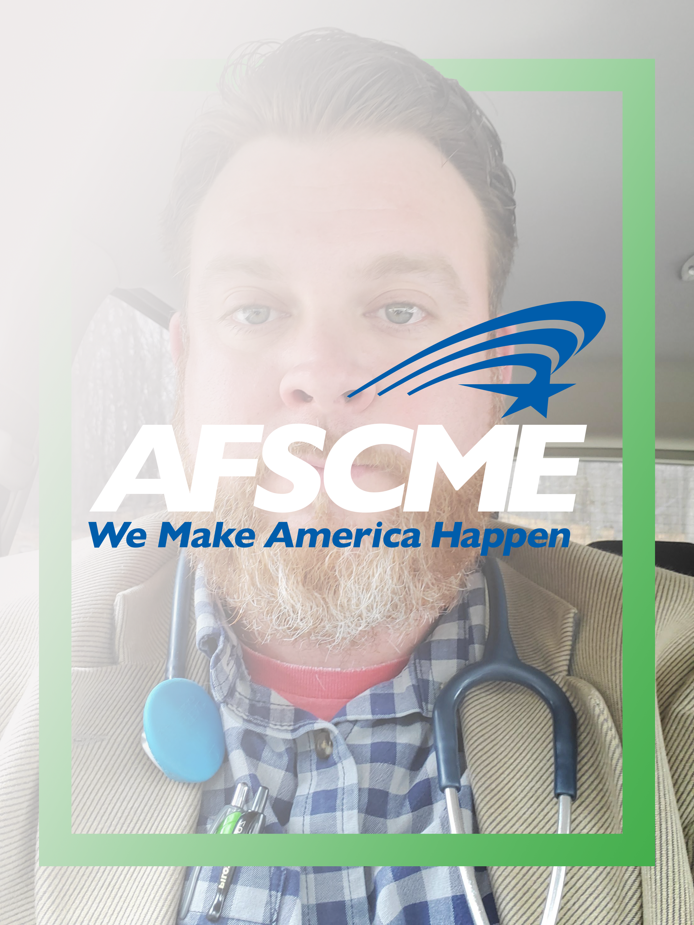 Nurse Charles with AFSCME Logo